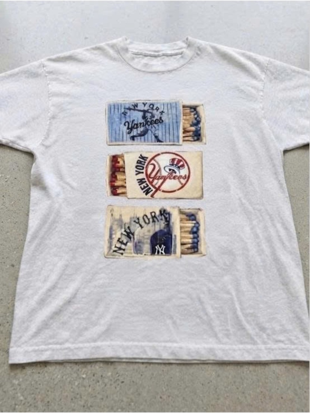 Gildan White New York Yankees Matchbox Graphic Tee